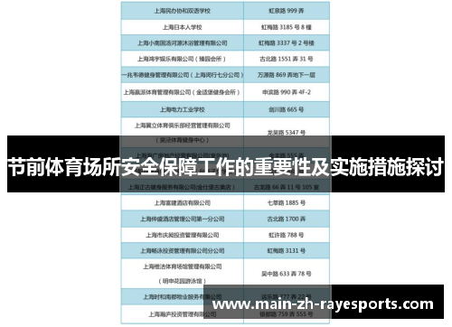 节前体育场所安全保障工作的重要性及实施措施探讨